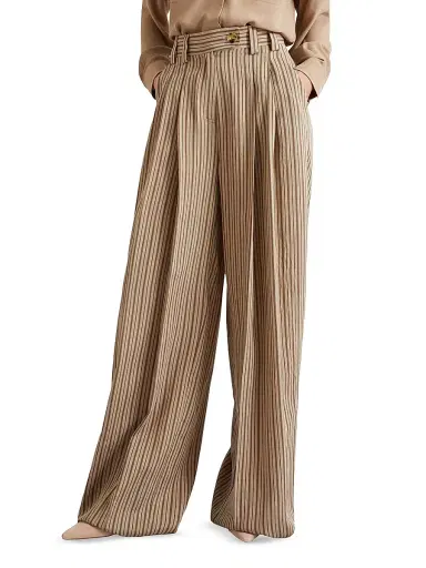 Marella Women's Shiny Viscose Palazzo Trousers - Hazelnut Brown - Size 12 | Thumbnail 2