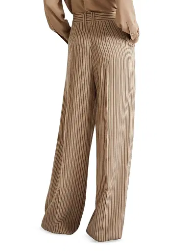 Marella Women's Shiny Viscose Palazzo Trousers - Hazelnut Brown - Size 12 | Thumbnail 3