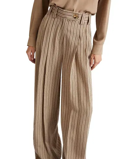 Marella Women's Shiny Viscose Palazzo Trousers - Hazelnut Brown - Size 12 | Thumbnail 4