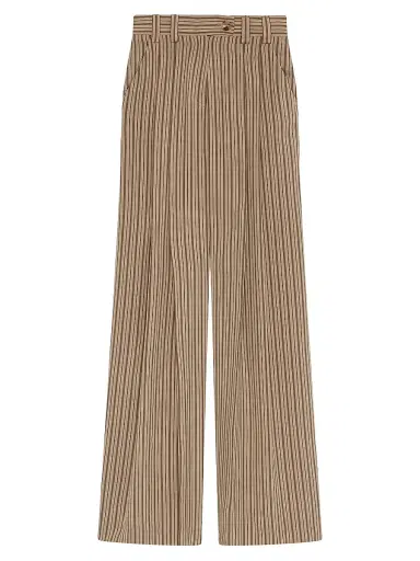 Marella Women's Shiny Viscose Palazzo Trousers - Hazelnut Brown - Size 12 | Thumbnail 1