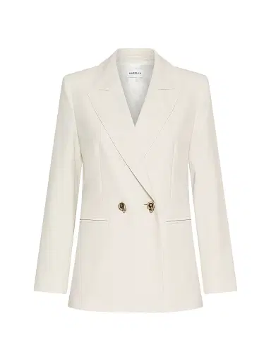 Marella Women's Double Breasted Stretch Canvas Blazer - White - Size 8 | Thumbnail 1 Marella Women's Double Breasted Stretch Canvas Blazer - White - Size 8 | Thumbnail 1
