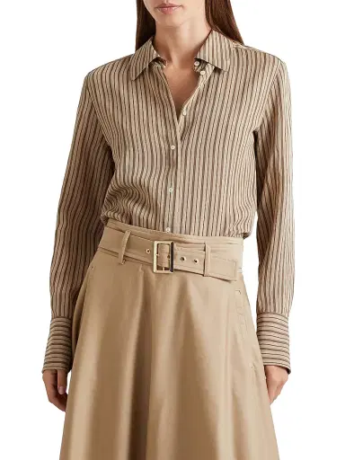 Marella Women's Shiny Viscose Shirt - Hazelnut Brown - Size 10 | Thumbnail 2