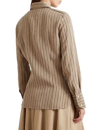 Marella Women's Shiny Viscose Shirt - Hazelnut Brown - Size 10 | Thumbnail 3