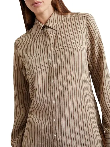 Marella Women's Shiny Viscose Shirt - Hazelnut Brown - Size 10 | Thumbnail 4