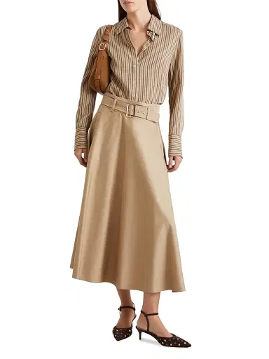 Marella Women's Shiny Viscose Shirt - Hazelnut Brown - Size 10 | Thumbnail 5