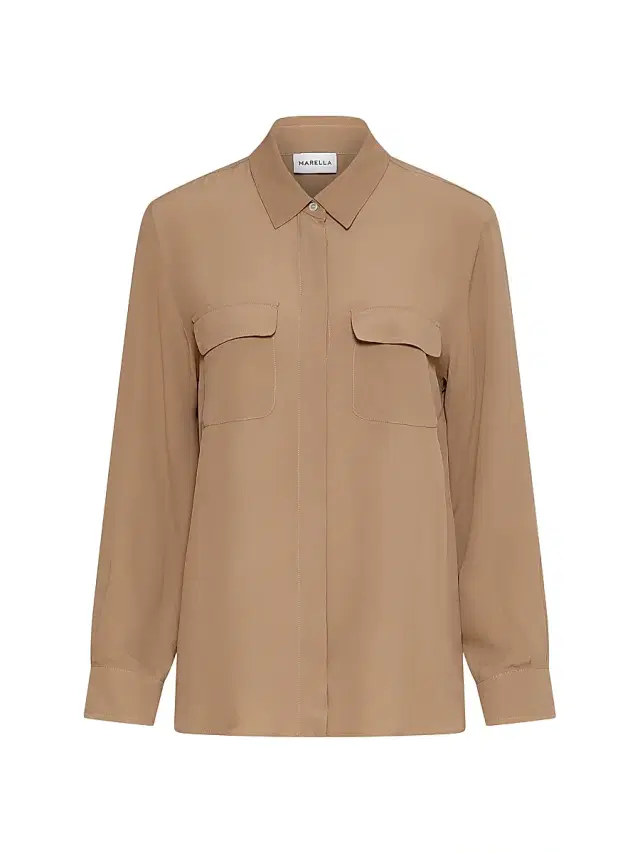 Marella Women's Silk Blend Crepe Shirt - Natural