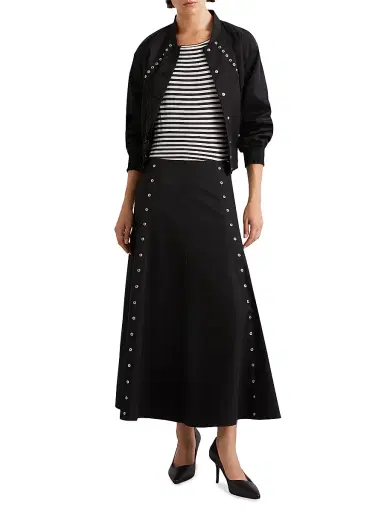 Marella Women's Flared Cotton Gabardine Skirt - Black - Size 14 | Thumbnail 2 Marella Women's Flared Cotton Gabardine Skirt - Black - Size 14 | Thumbnail 2