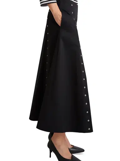 Marella Women's Flared Cotton Gabardine Skirt - Black - Size 14 | Thumbnail 4 Marella Women's Flared Cotton Gabardine Skirt - Black - Size 14 | Thumbnail 4