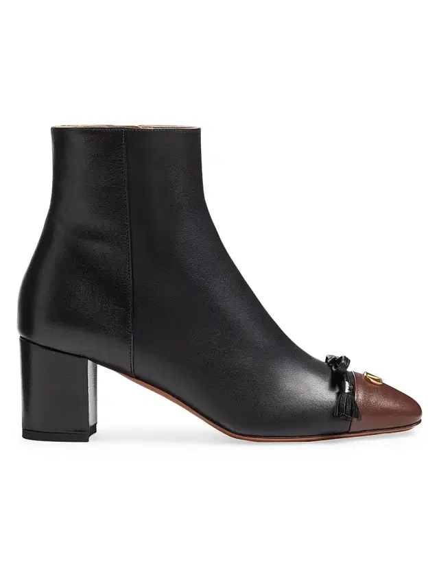 Valentino Garavani Women's Valet Du Roi Kidskin Leather 60MM Ankle Boots - Black Coffe