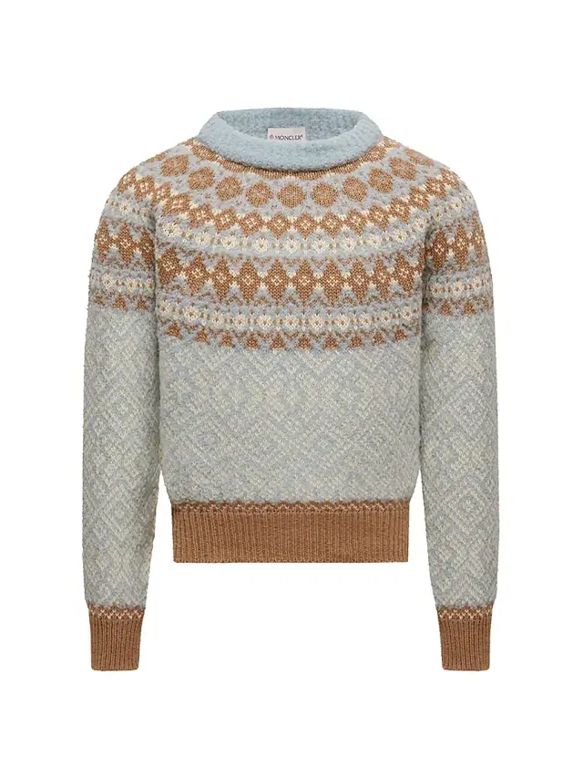 Little Girl's & Girl's Sweater in Bouclé Wool Blend - Light Blue