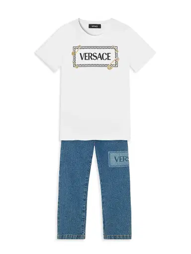 Versace Little Kid's & Kid's 90s Vintage Logo T-Shirt - White - Size 8 | Thumbnail 2