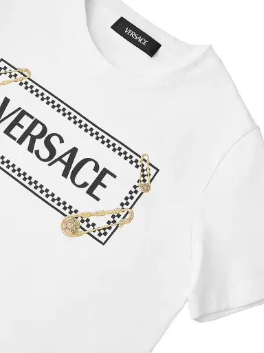 Versace Little Kid's & Kid's 90s Vintage Logo T-Shirt - White - Size 8 | Thumbnail 4