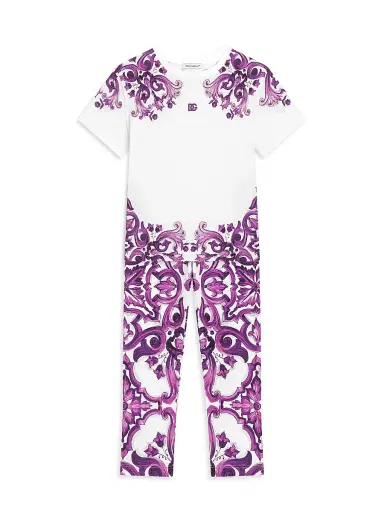Dolce & Gabbana Little Girl's & Girl's Paisley Print Jersey Leggings | Thumbnail 2 Dolce & Gabbana Little Girl's & Girl's Paisley Print Jersey Leggings | Thumbnail 2