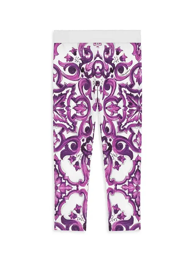 Little Girl's & Girl's Paisley Print Jersey Leggings - Violet - Size 6