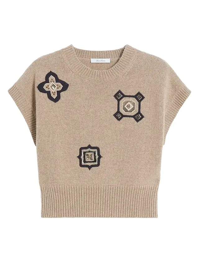Women's Wool and Cashmere Cropped Sweater - Sand