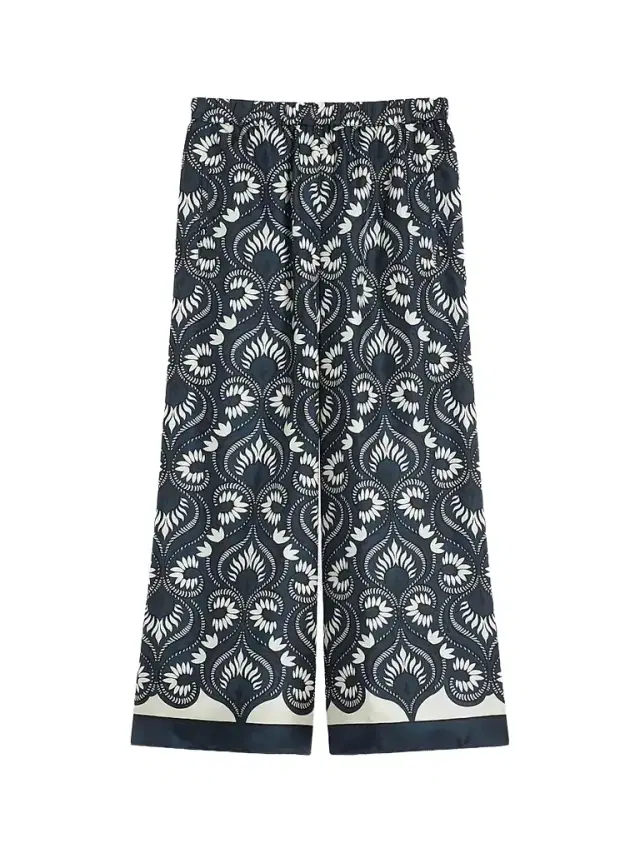 Weekend Max Mara Women's Fluid Printed Silk Trousers - Navy