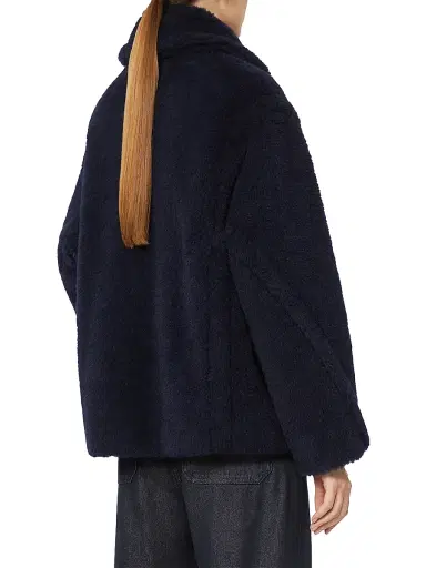 Max Mara Women's Wool and Alpaca Teddy Fabric Cropped Coat - Ultramarine - Size 12 | Thumbnail 3 Max Mara Women's Wool and Alpaca Teddy Fabric Cropped Coat - Ultramarine - Size 12 | Thumbnail 3