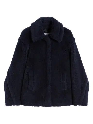 Max Mara Women's Wool and Alpaca Teddy Fabric Cropped Coat - Ultramarine - Size 12 | Thumbnail 1 Max Mara Women's Wool and Alpaca Teddy Fabric Cropped Coat - Ultramarine - Size 12 | Thumbnail 1