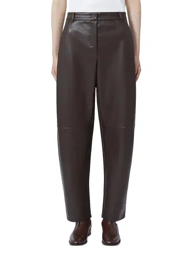 Max Mara Women's Coated Fabric Barrel Leg Trousers - Chocolate - Size Medium | Thumbnail 2