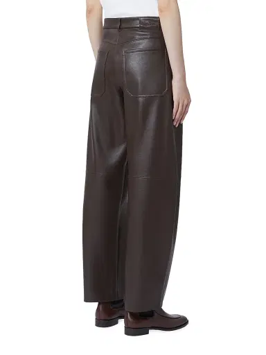 Max Mara Women's Coated Fabric Barrel Leg Trousers - Chocolate - Size Medium | Thumbnail 3