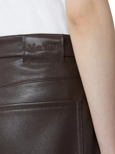 Max Mara Women's Coated Fabric Barrel Leg Trousers - Chocolate - Size Medium | Thumbnail 4