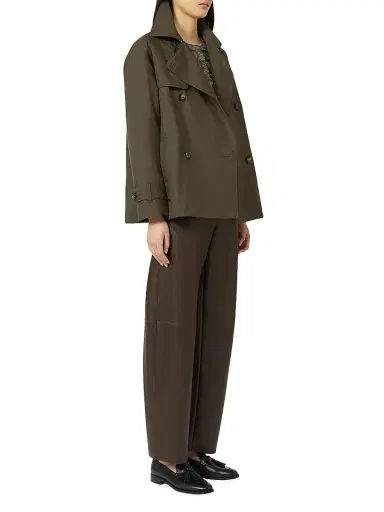 Max Mara Women's Coated Fabric Barrel Leg Trousers - Chocolate - Size Medium | Thumbnail 5