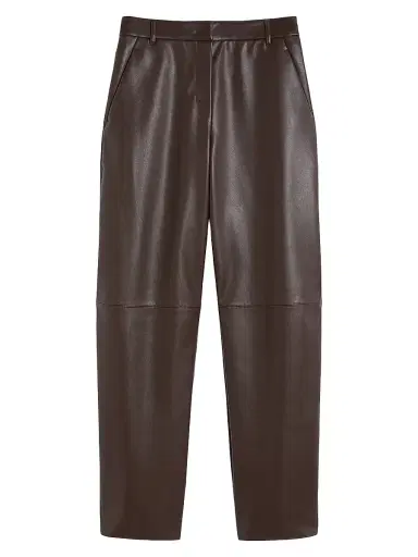 Max Mara Women's Coated Fabric Barrel Leg Trousers - Chocolate - Size Medium | Thumbnail 1
