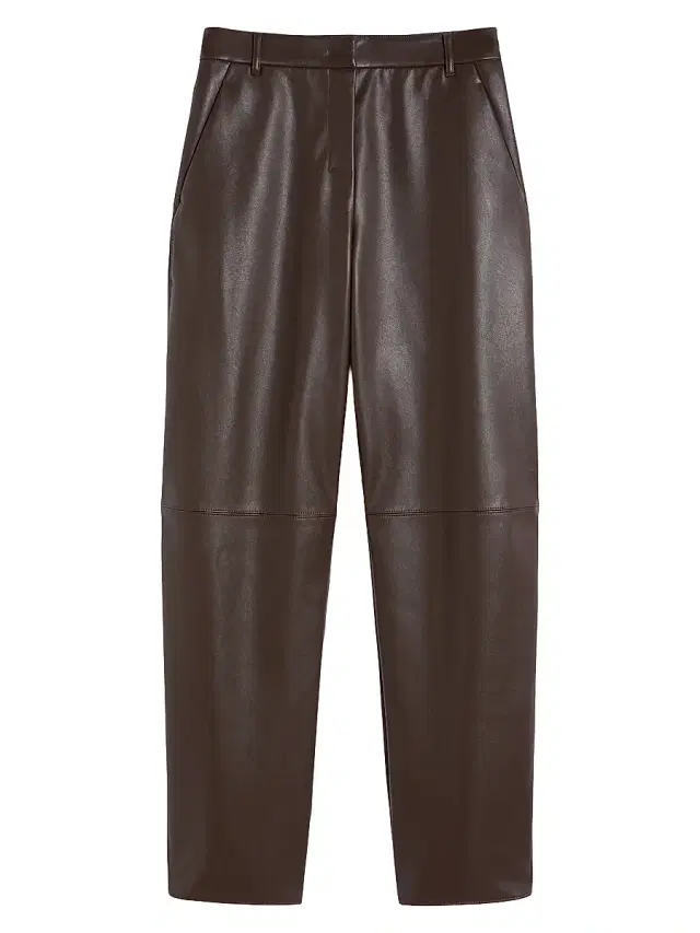 Women's Coated Fabric Barrel Leg Trousers - Chocolate