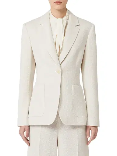 Max Mara Women's Single Breasted Piqué Jersey Blazer - Ivory - Size 12 | Thumbnail 2