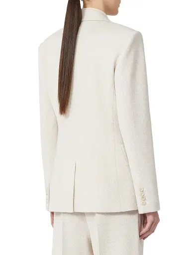 Max Mara Women's Single Breasted Piqué Jersey Blazer - Ivory - Size 12 | Thumbnail 3