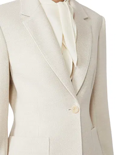 Max Mara Women's Single Breasted Piqué Jersey Blazer - Ivory - Size 12 | Thumbnail 4