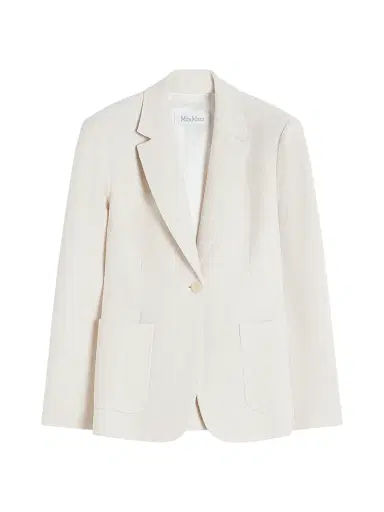 Max Mara Women's Single Breasted Piqué Jersey Blazer - Ivory - Size 12 | Thumbnail 1