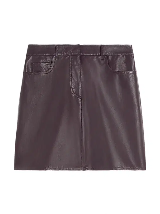 Women's Short Leather Skirt - Bordeaux