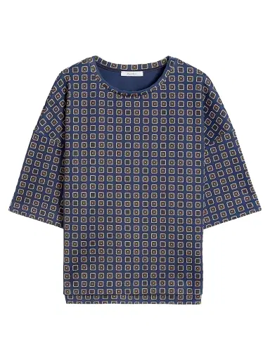 Max Mara Women's Jersey Print T-Shirt - Navy - Size Medium | Thumbnail 1