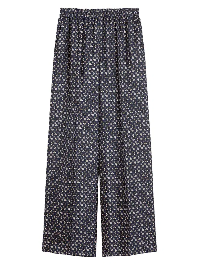 Women's Printed Silk Trousers - Ultramarine