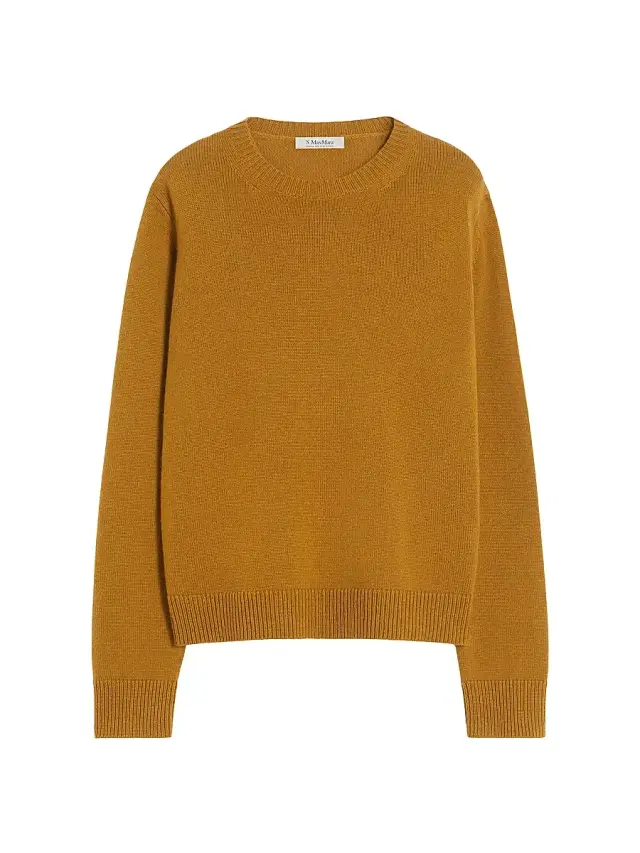 Max Mara Women's Wool and Cashmere Sweater with Patch Detail - Mustard