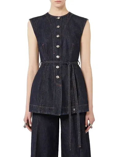 Sportmax Women's Sleeveless Denim Top - Midnightblue | Thumbnail 2