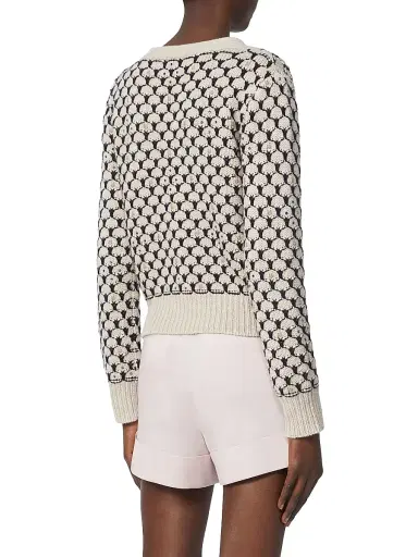Max Mara Women's Patterned Wool and Cashmere Cardigan - Beige - Size XL | Thumbnail 3 Max Mara Women's Patterned Wool and Cashmere Cardigan - Beige - Size XL | Thumbnail 3
