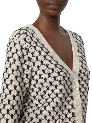 Max Mara Women's Patterned Wool and Cashmere Cardigan - Beige - Size XL | Thumbnail 4 Max Mara Women's Patterned Wool and Cashmere Cardigan - Beige - Size XL | Thumbnail 4