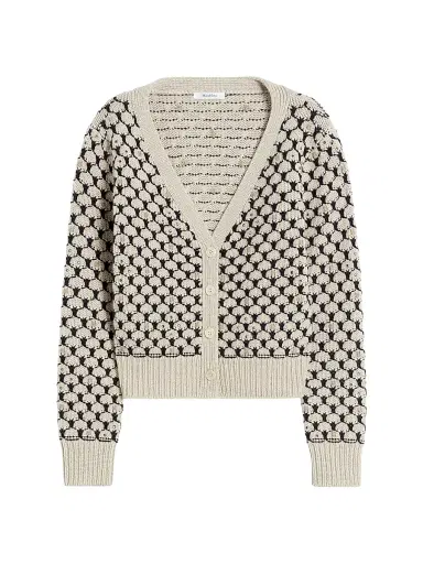 Max Mara Women's Patterned Wool and Cashmere Cardigan - Beige - Size XL | Thumbnail 1 Max Mara Women's Patterned Wool and Cashmere Cardigan - Beige - Size XL | Thumbnail 1