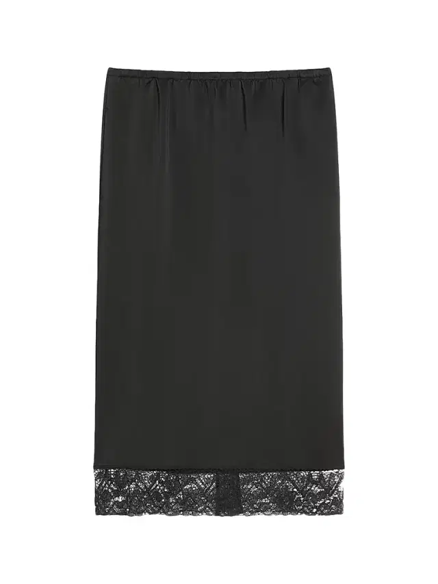 Women's Washed Satin Skirt - Black
