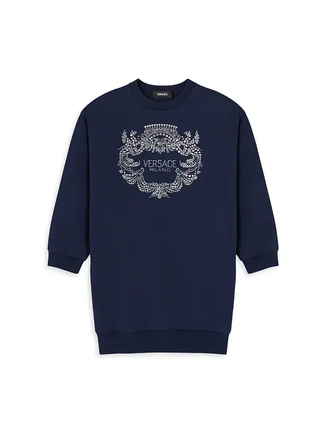 Versace Little Girl's & Girl's Logo Fleece Sweatshirt Dress - Navy Silver