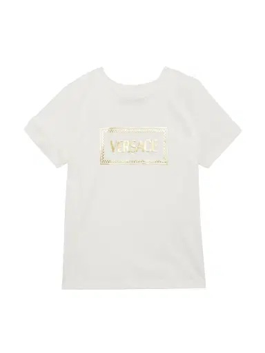 Versace Baby Girl's, Little Girl's & Girl's Foil Logo Stamp T-Shirt - White Gold - Size 5 | Thumbnail 1 Versace Baby Girl's, Little Girl's & Girl's Foil Logo Stamp T-Shirt - White Gold - Size 5 | Thumbnail 1