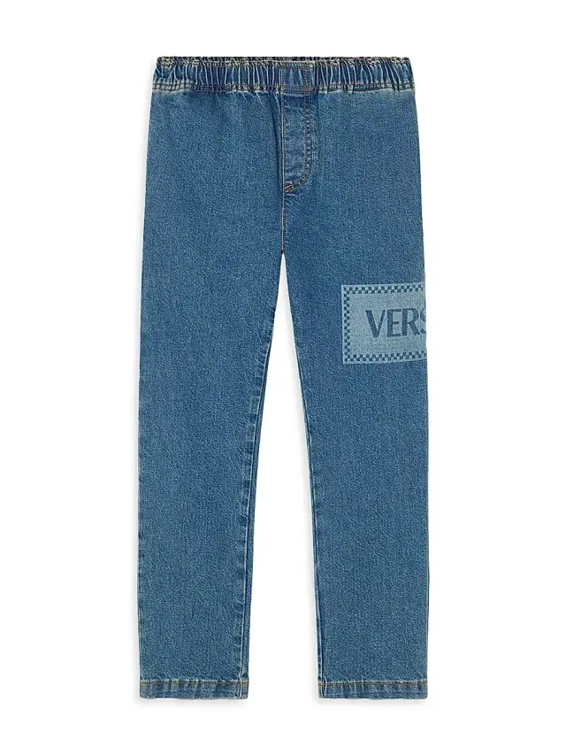 Versace Little Kid's & Kid's 90s Vintage Logo Denim Pants - Blue