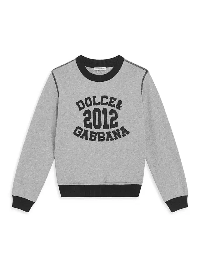 Dolce & Gabbana Little Boy's & Boy's Logo Crewneck Sweatshirt - Melange Grey