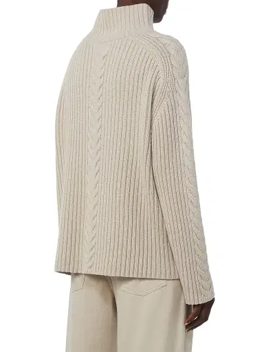 Max Mara Women's Cable Knit Wool and Cashmere Polo Neck Sweater - Beige - Size XL | Thumbnail 3 Max Mara Women's Cable Knit Wool and Cashmere Polo Neck Sweater - Beige - Size XL | Thumbnail 3