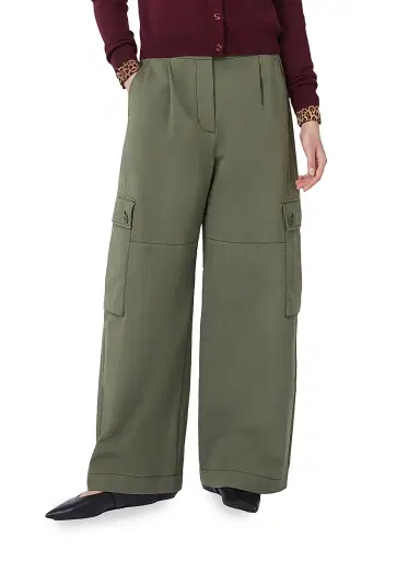 Weekend Max Mara Women's Cotton Gabardine Trousers - Dark Green - Size 12 | Thumbnail 2