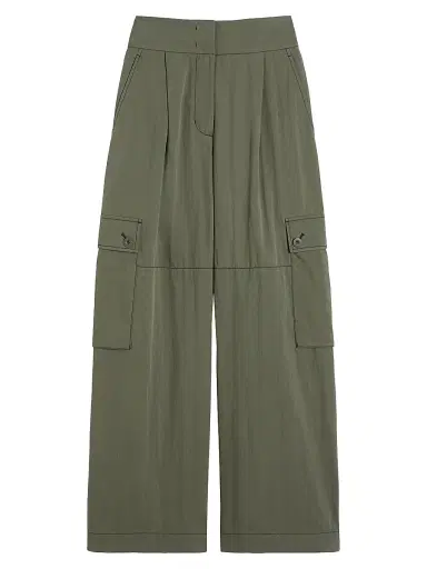 Weekend Max Mara Women's Cotton Gabardine Trousers - Dark Green - Size 12 | Thumbnail 1