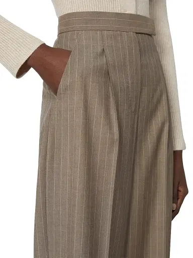 Max Mara Women's Pinstripe Wool Trousers - Hazelnut Brown - Size 8 | Thumbnail 5