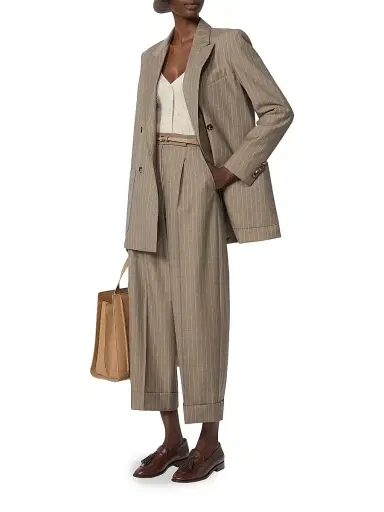 Max Mara Women's Pinstripe Wool Trousers - Hazelnut Brown - Size 8 | Thumbnail 6